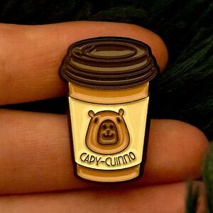 Women’s Accessories Elegant Fun Brown ‘Capy Cuinno’ Cup Capybara Enamel Pin